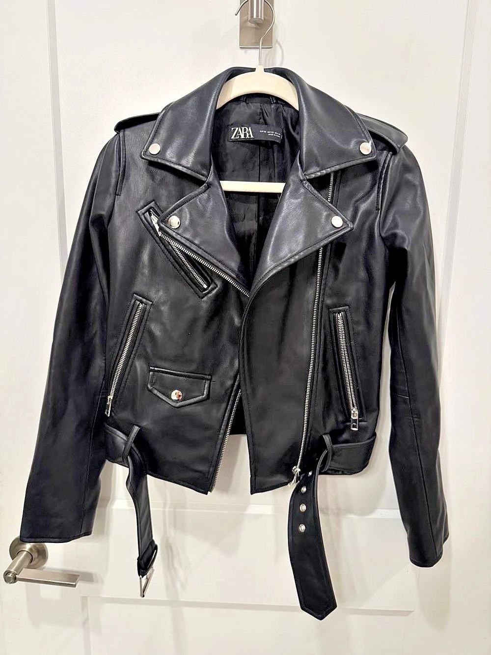 Zara Faux Leather Moto Jacket Size Medium Like New
